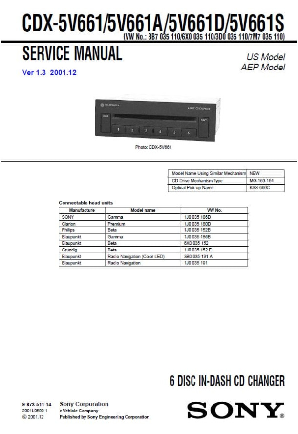 CDX-5V661, CDX-5V661A, CDX-5V661D, CDX-5V661S Ver.1.3